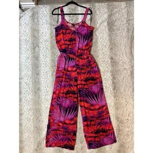 A.n.a pink boho tropical pants jumpsuit medium vacation beach